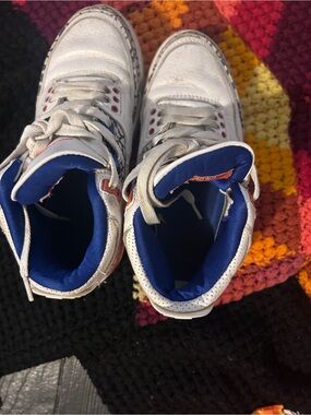 Jordan White, Blue and Red High-Top Sneakers